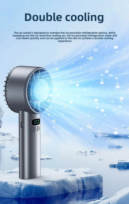 Portable Ice Cooling Handheld Fan – 5200mAh USB Rechargeable High-Speed Mini Fan Sf