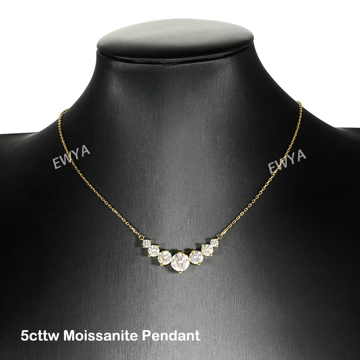 Moissanite Pendant Necklace – 7-Stone 925 Sterling Silver D-Color VVS1