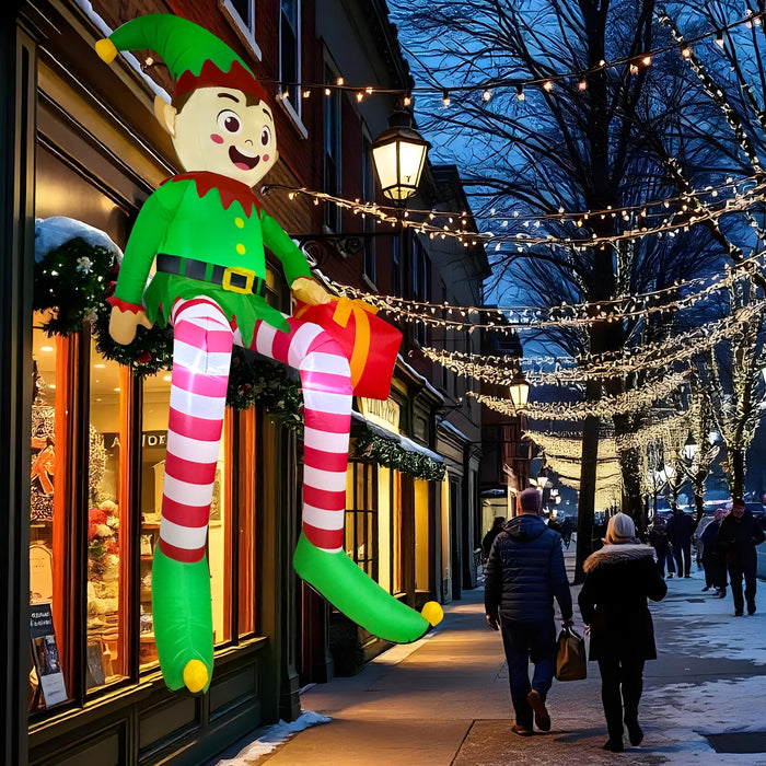 Christmas Inflatable Elf – 8FT Outdoor Yard Decoration with LED Lights