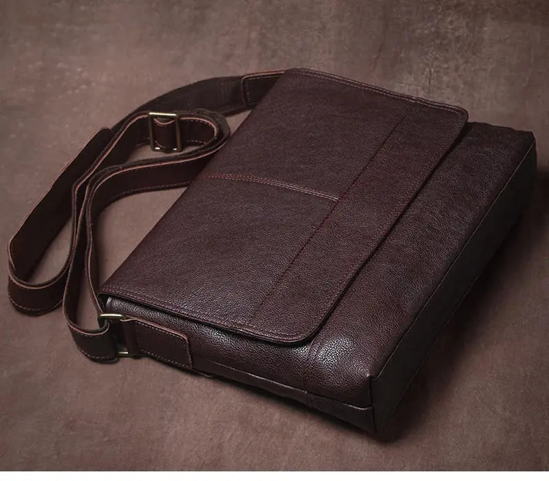 Vintage Leather Satchel Bag – Soft Men’s Crossbody Shoulder Bag SF