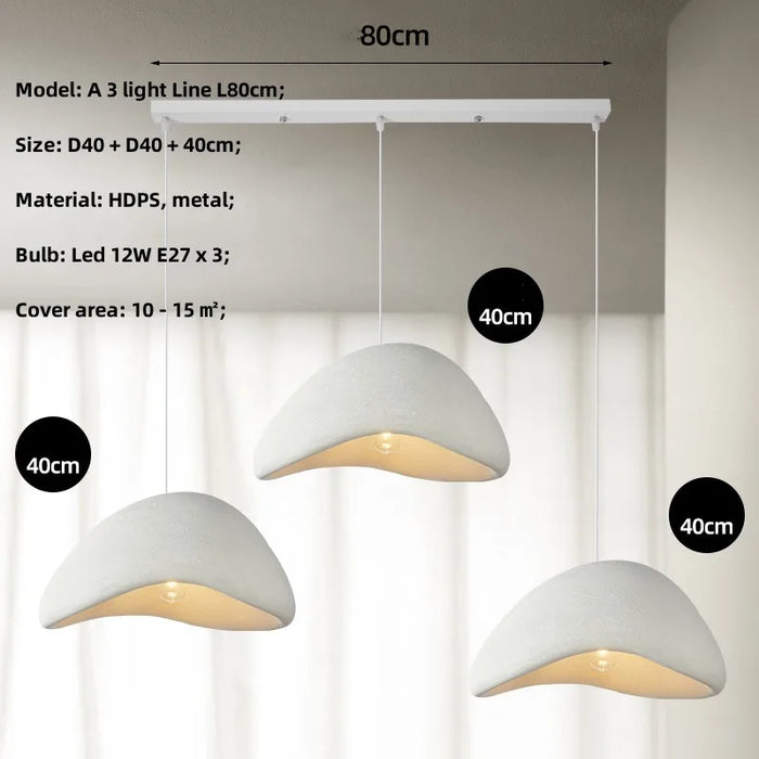 Nordic Wabi-Sabi 3-Lights Pendant Lamp – Minimalist E27 Hanging Ceiling Light for Dining & Living Rooms - Samanta Factory