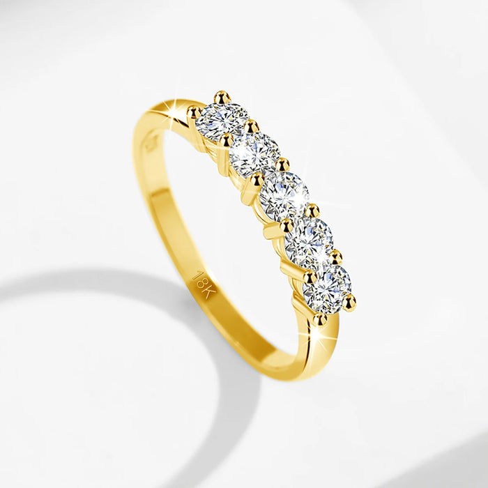 18K Gold Moissanite Wedding Ring – D-Color VVS1 Certified Stone