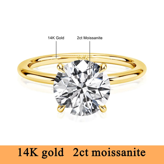 14K Gold Moissanite Ring – Certified Round-Cut Brilliance SF