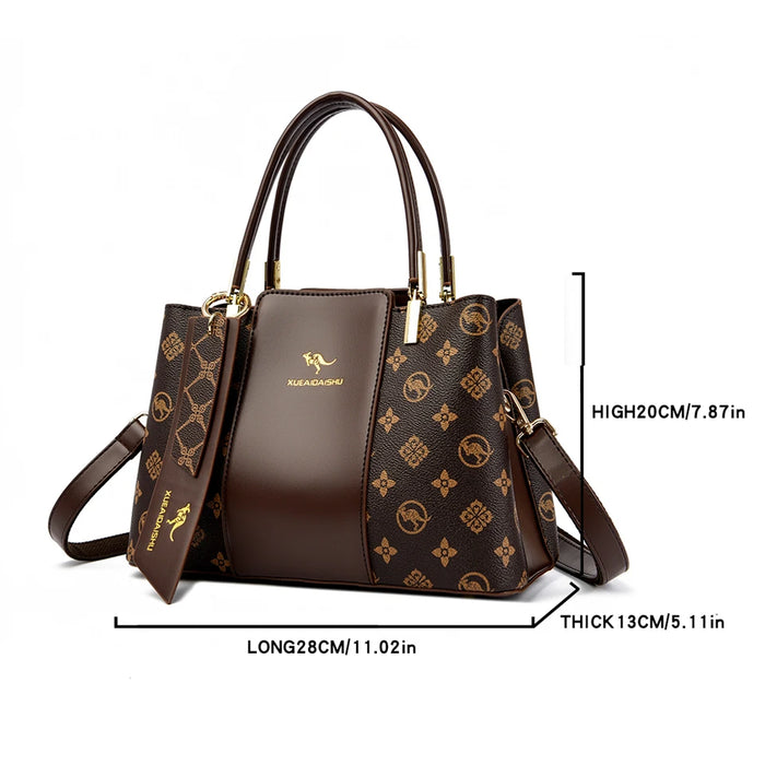 Luxury Fashion Print Handbag – Large Capacity Soft Leather Shoulder & Crossbody Bag for Women - Samanta Factory