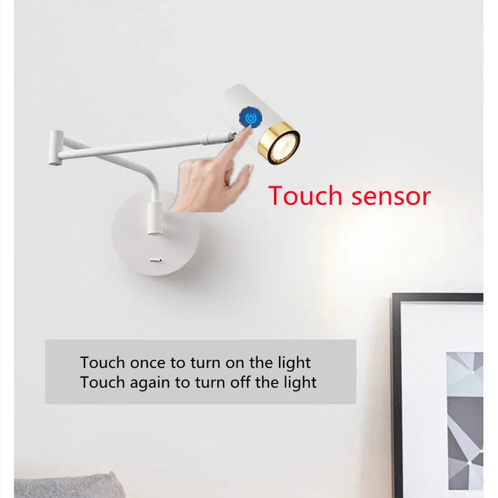 Modern Wall-Mounted LED Lamp – Adjustable Swing Arm with Warm/Cold Light for Bedrooms & Living Rooms - Samanta Factory