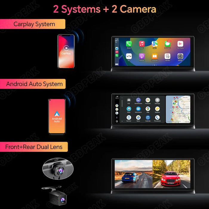 Smart Mirror Dash Cam 11.3" – Wireless CarPlay, Android Auto & 4K Dual Lens Recording Samanta Factory