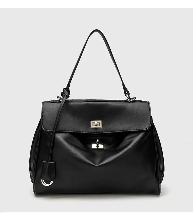 Microfiber Leather Shoulder Bag – Large Square with Lock SF