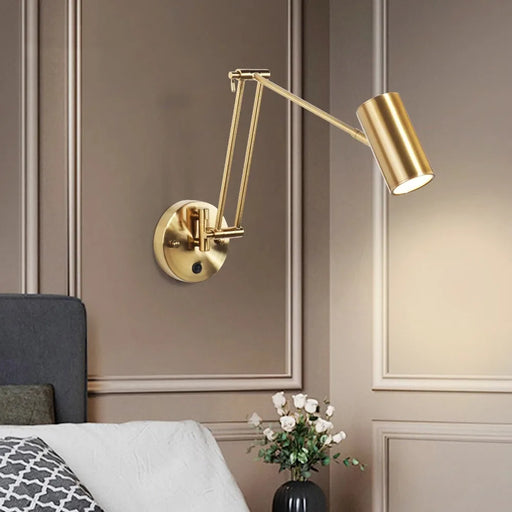 Adjustable LED Wall Lamp with Swing Arm – Modern Metal Wall Sconce for Bedside, Kitchen, and Living Room Lighting