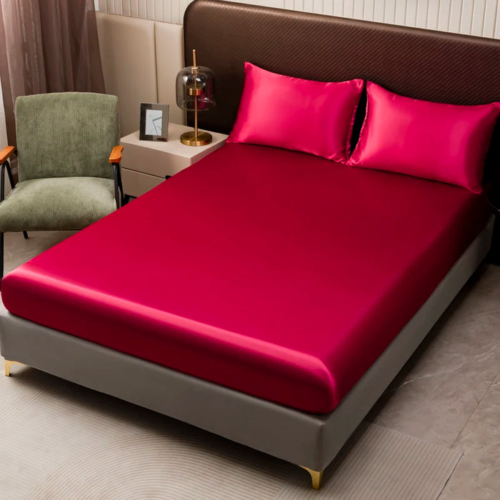 KISS NEST Satin Bed Sheet Set – Smooth 200TC Polyester, Twin to King Sizes - Samanta Factory
