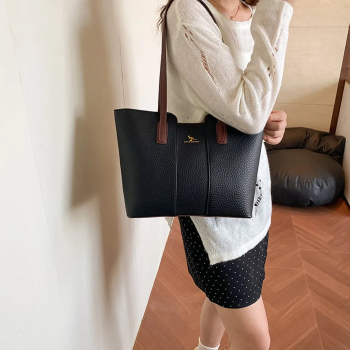 Luxurious Women’s Leather Shoulder Bag – Stylish Microfiber Synthetic Leather Casual Tote - Samanta Factory