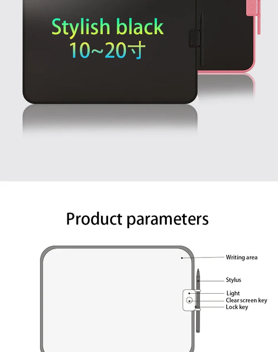 LCD Writing Tablet – Colorful Screen with One-Tap Erase & Pressure-Sensitive Drawing