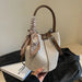 PU Leather Knitted Bucket Bag – Soft Casual Messenger Handbag for Women - Samanta Factory