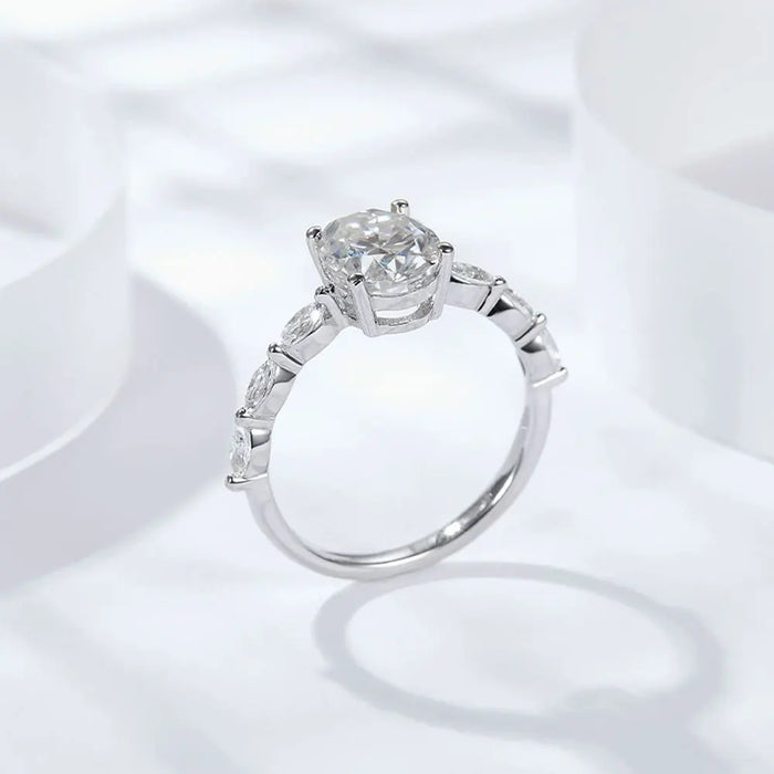 Moissanite Wedding Band – 2ct Oval Cut S925 Silver, Diamond-Tested