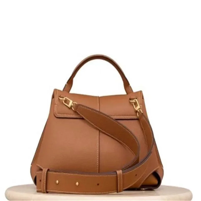 European Style Shoulder Handbag-Pleated Cowhide Leather Designer Crossbody Bag for Women