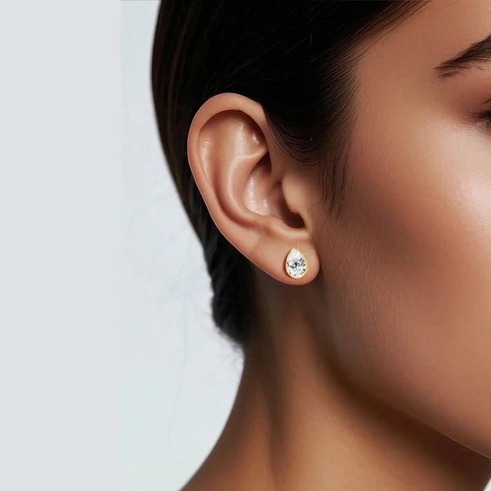 Luxury Bezel-Set Pear Moissanite Earrings for Wedding & Engagement Jewelry SF