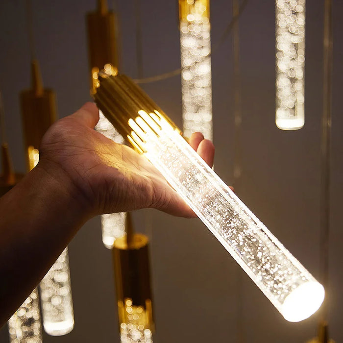 Modern Black & Gold LED Pendant Light – Crystal Rod Design for Ambient Lighting - Samanta Factory