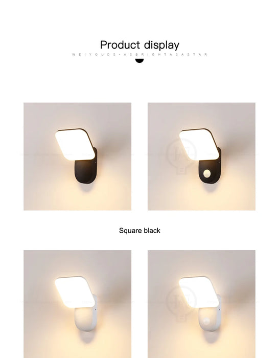 Outdoor LED Wall Lamp with PIR Motion Sensor – Waterproof IP65 12W Aluminum Light for Porch & Garden - Samanta Factory
