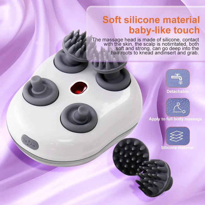 Electric Head Massager – 3D Kneading with 3 Modes for Stress Relief & Scalp Care