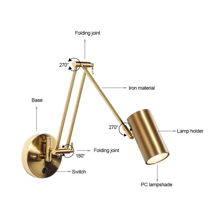 Modern Wall-Mounted LED Lamp – Adjustable Swing Arm with Warm/Cold Light for Bedrooms & Living Rooms - Samanta Factory