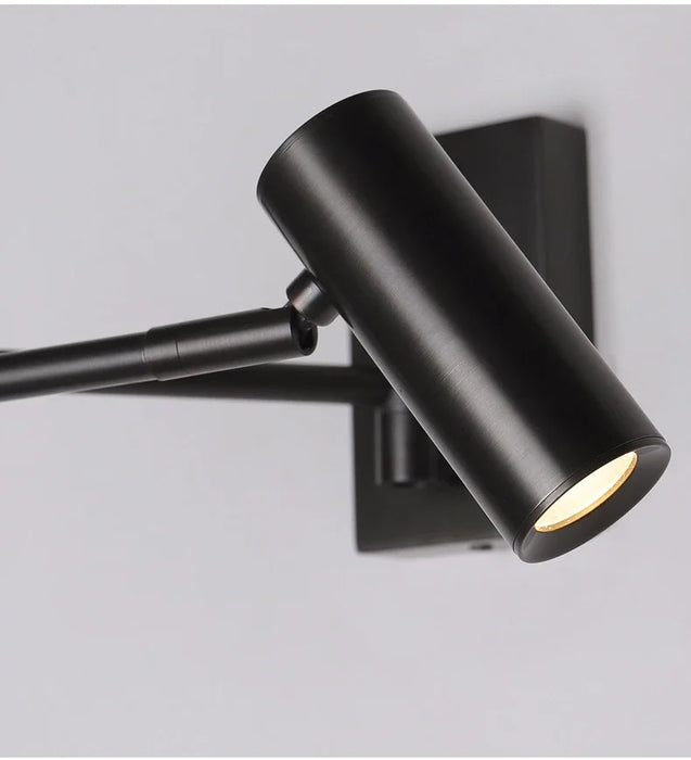Modern Wall Lamp with Dimmable Switch – Rocker Arm Retractable LED Reading Light - Samanta Factory
