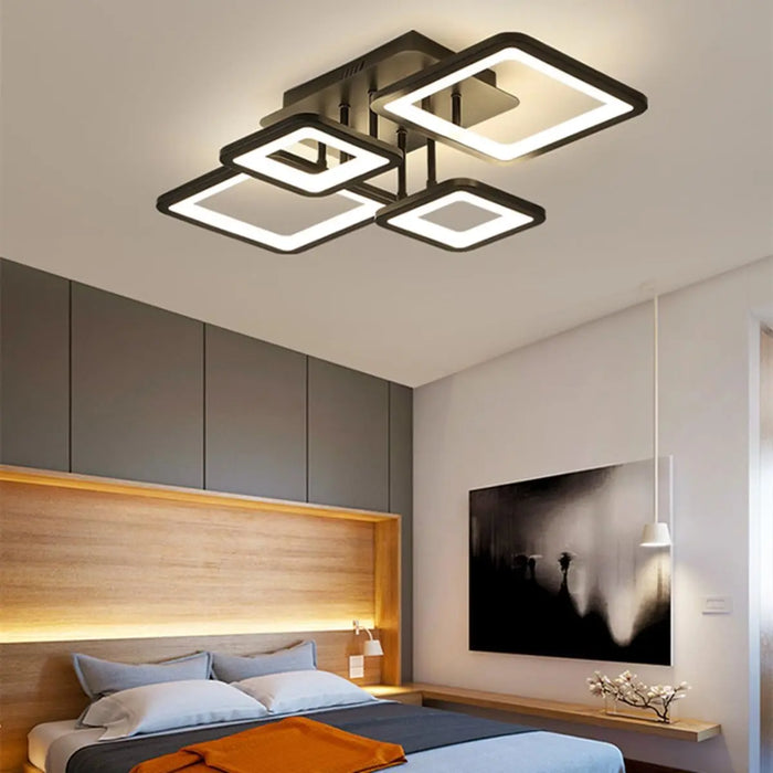 Modern LED Ceiling Light – 54W Dimmable Fixture with Remote for Dining Room & Foyer