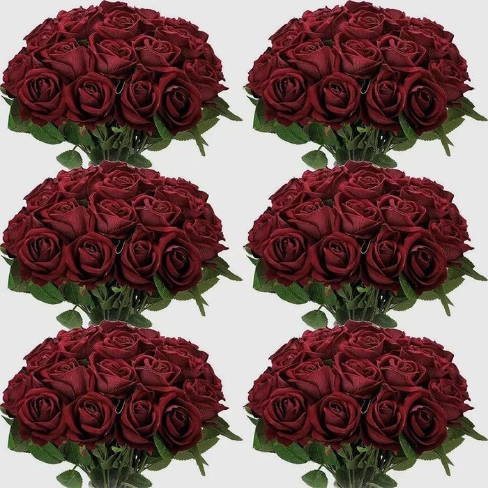 50PCS artificial velvet roses bouquet for wedding and home decoration