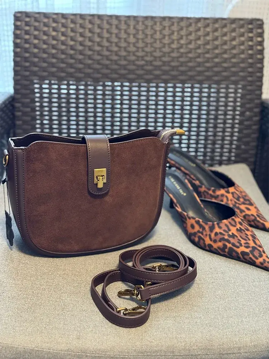 Cow Leather Shoulder Bag – Soft Half Moon Shape SF