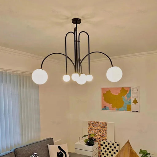 Modern LED flush mount ceiling light with iron frame and frosted glass shade