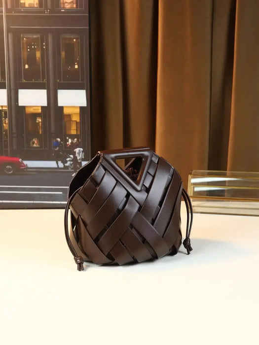 Woven Design Women Handbag, Tote Basket Bag, High-End Niche Inverted Triangle Shaped Fashion Commuter Bag, Casual Style SF
