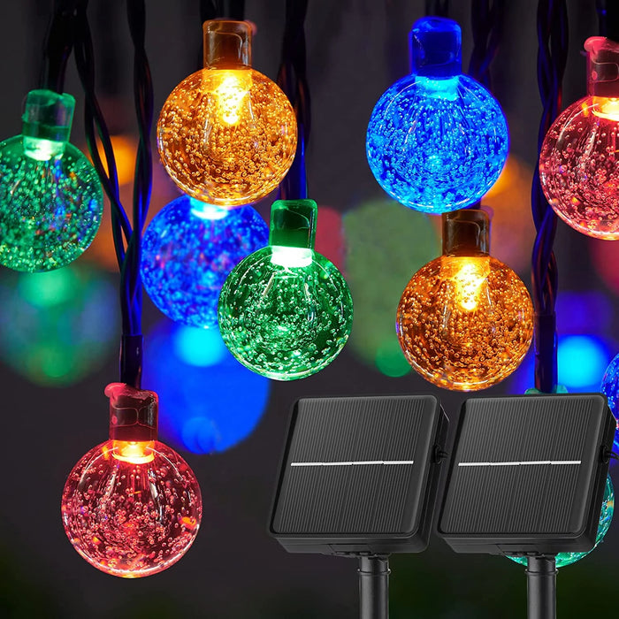 Solar Crystal Globe String Lights – 60 LED Waterproof Fairy Lights with 8 Lighting Modes - Samanta Factory