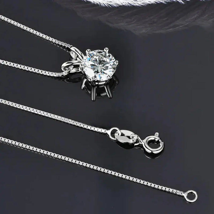 Classic Moissanite Pendant & Stud Earrings Set with Certificate SF