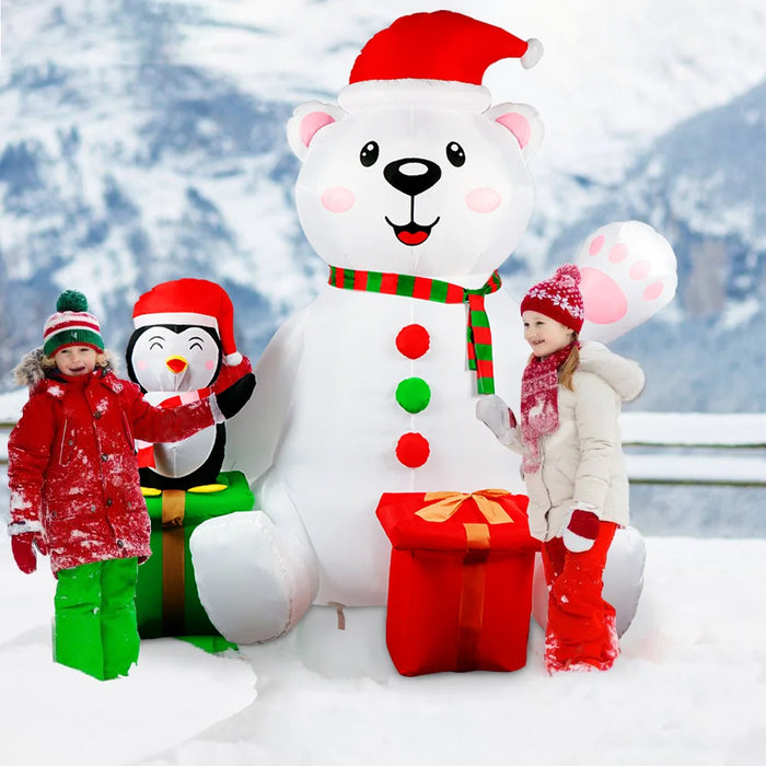 Christmas Inflatable – 6FT Polar Bear & Penguin Outdoor Decor