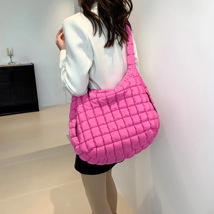 Women’s Puffer Shoulder Bag – Fashion Bubble Tote with Large Capacity