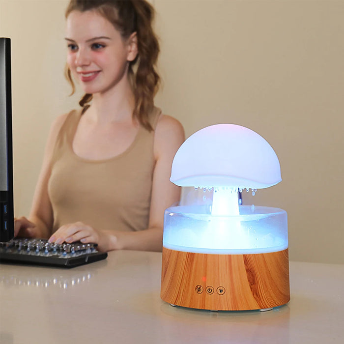Mushroom Rain Cloud Humidifier – 7-Color LED & Aromatherapy Diffuser for Relaxation & Skin Hydration - Samanta Factory