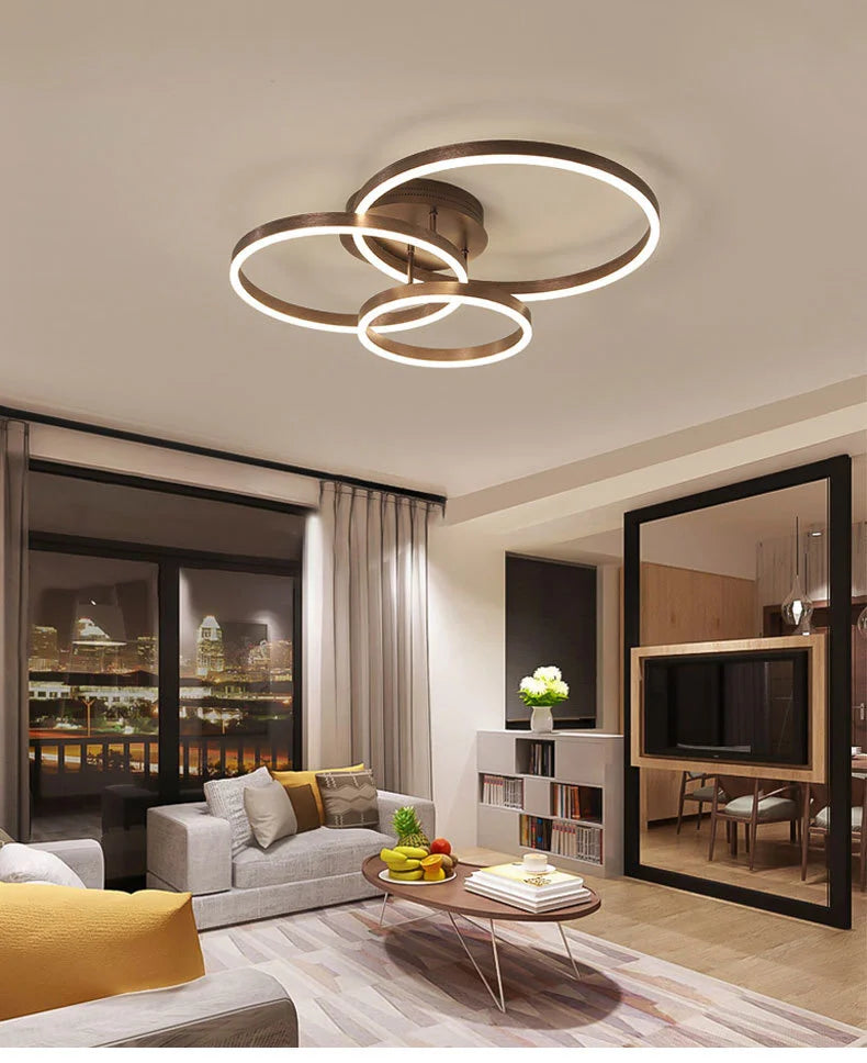 Modern LED Chandelier – Dimmable Semi-Flush Mount with Remote Control - Samanta Factory