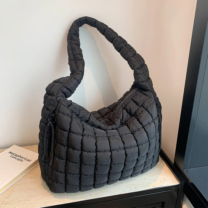 Women’s Puffer Shoulder Bag – Fashion Bubble Tote with Large Capacity