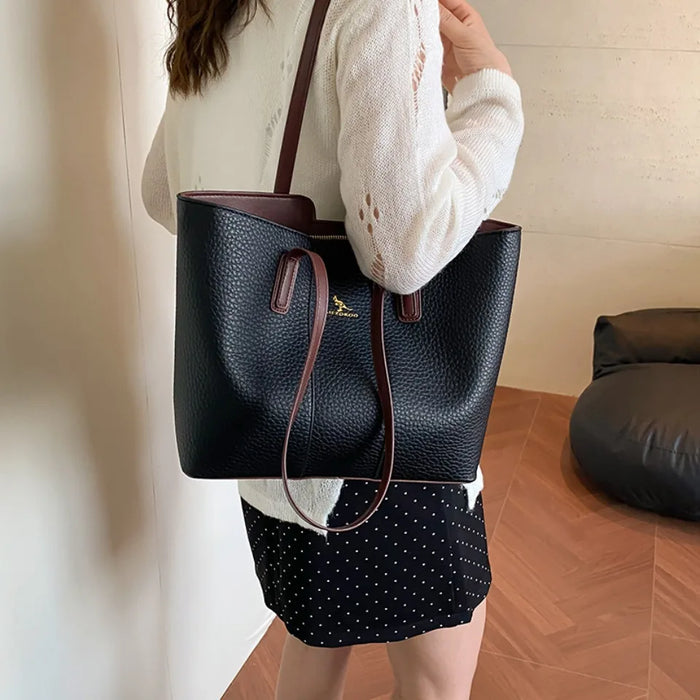 Luxurious Women’s Leather Shoulder Bag – Stylish Microfiber Synthetic Leather Casual Tote - Samanta Factory