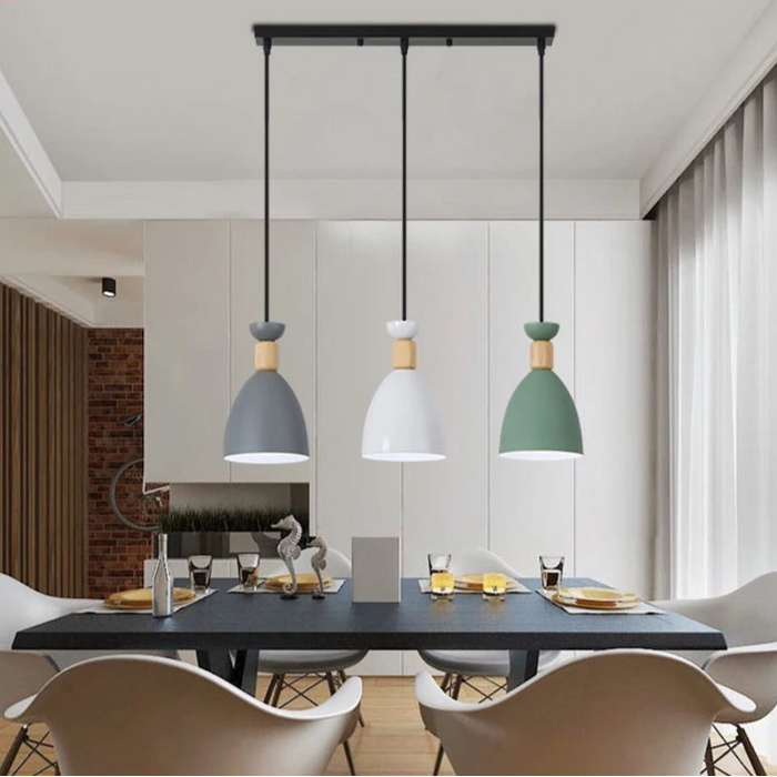 Modern Triple Head Pendant Light with E27 Base and Metal Cord Hanging Design

