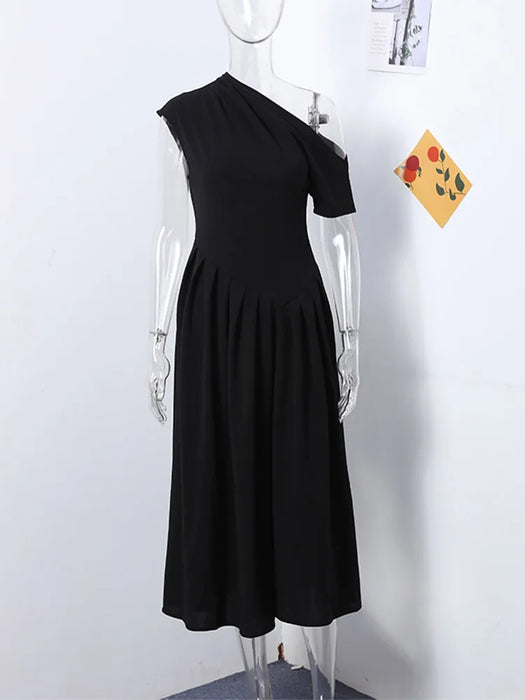 Maxi Dress – Pleated Patchwork Elegance - Samanta Factory