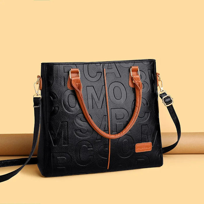Women's Large Capacity PU Leather Tote Bag – Minimalist Urban Shoulder Bag SF
