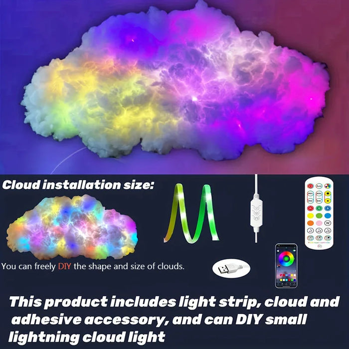 DIY USB LED Strip Lights – Bluetooth App & Remote Control Cloud Lamp - Samanta Factory