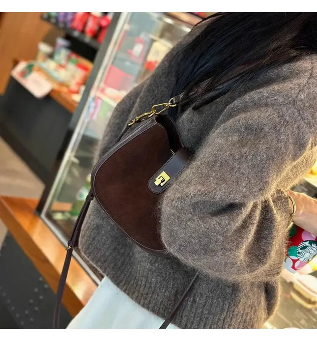 Cow Leather Shoulder Bag – Soft Half Moon Shape SF