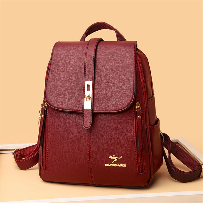 Women’s Leather Backpack – Fashionable White Shoulder Bag for Travel & School - Samanta Factory