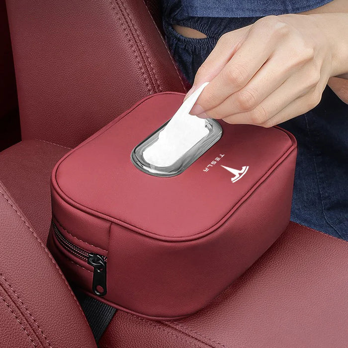 PU Leather Car Tissue Holder – Seat Back & Door Storage