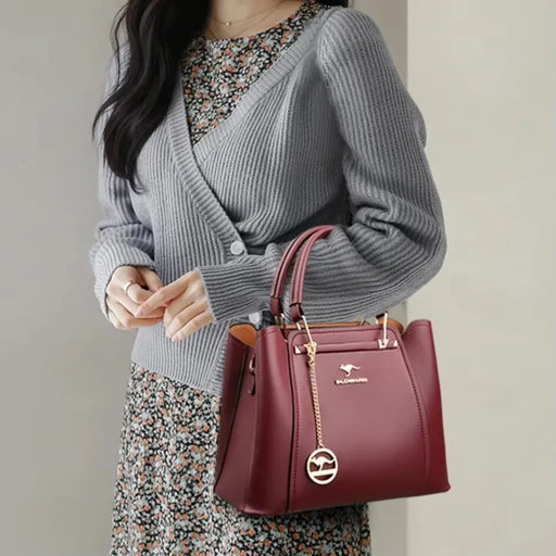 Women’s Soft PU Leather Handbag – Fashionable Casual Tote with Sequined Detail - Samanta Factory