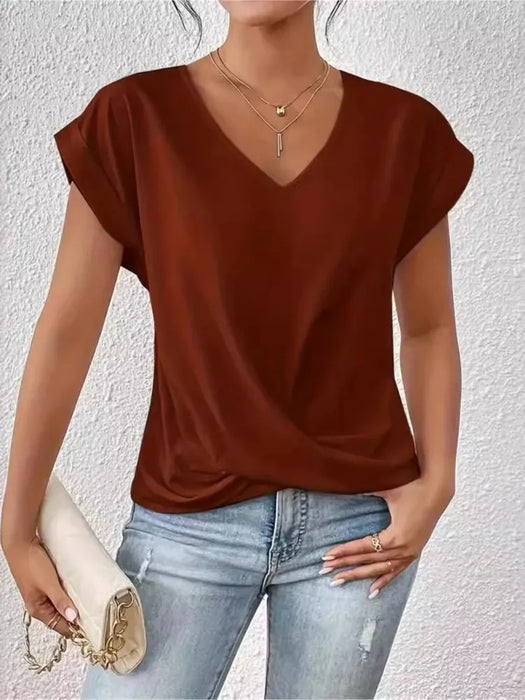 V-Neck Blouse - Casual Elegance for Office & Summer Days - Samanta Factory