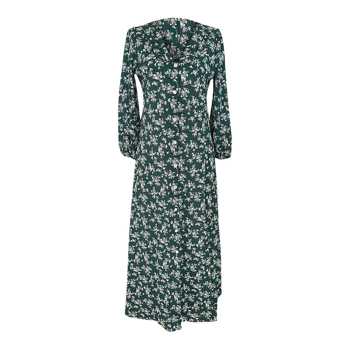 Women’s V-Neck Floral Maxi Dress – High-Waist Slit for Effortless Boho Chic - Samanta Factory