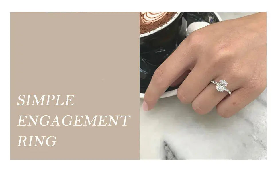 Sterling Silver Oval CZ Ring – Sparkling 3-Carat Simulated Diamond SF