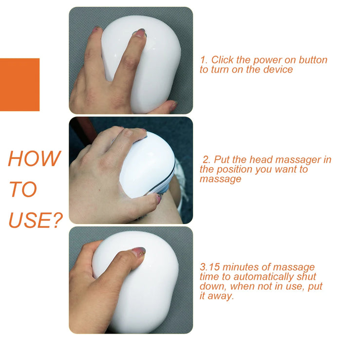 Electric Head Massager – 3D Kneading with 3 Modes for Stress Relief & Scalp Care