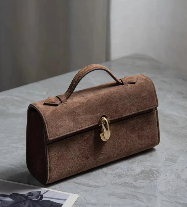 Women’s Leather Baguette Handbag – Minimalist Day Clutch